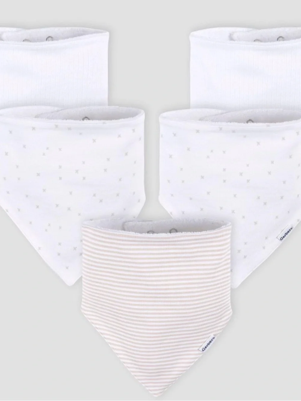 GERBER Neutral Baby Bandana Bibs - Set of 5